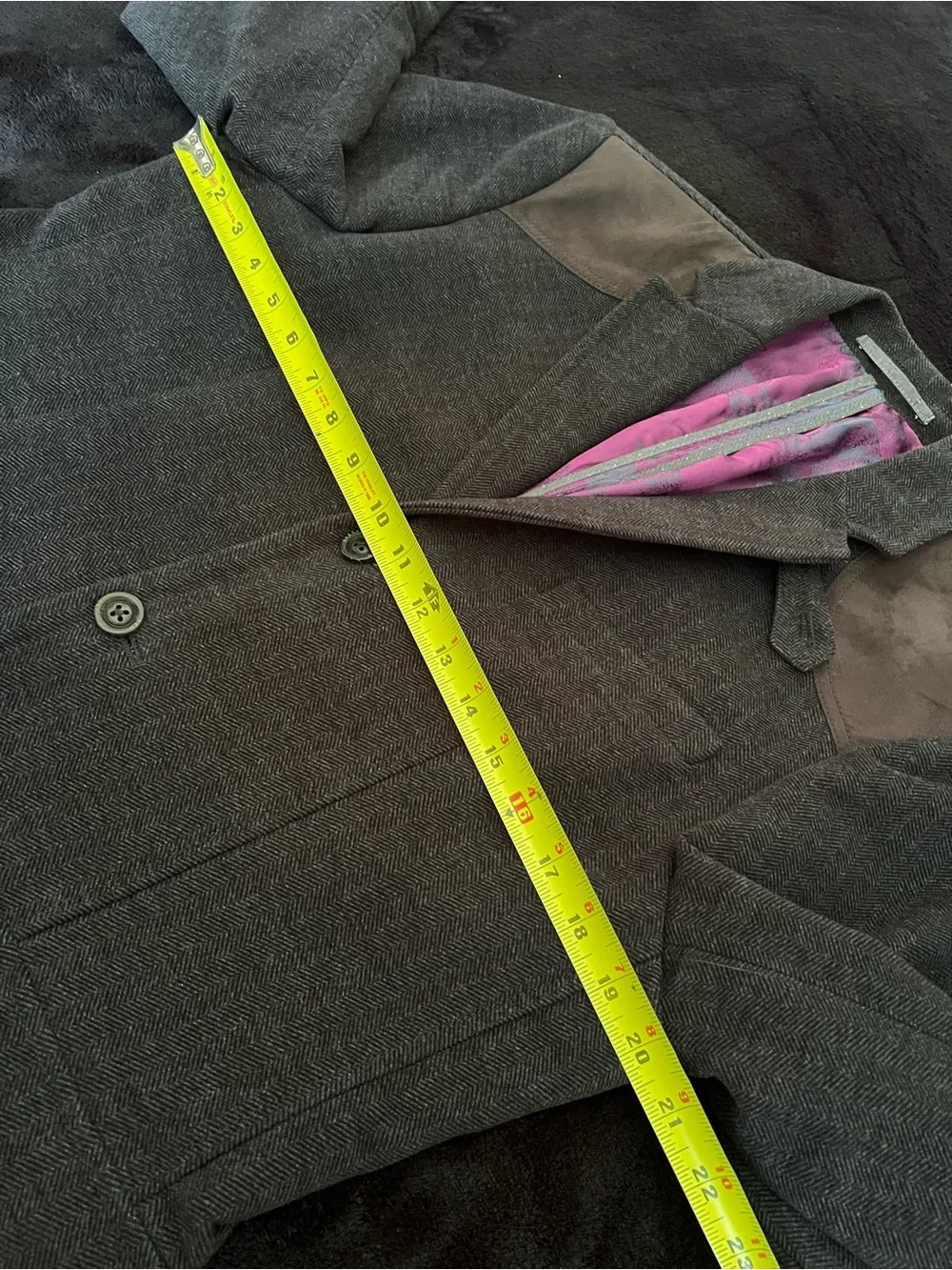 Ted Baker Gray Sport Coat with Brown Shoulder Accents and Pink Lining